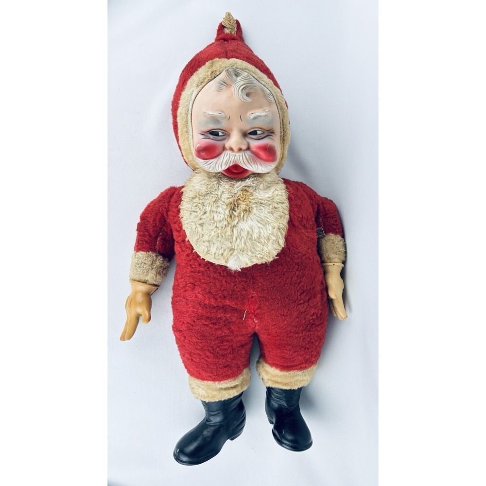 Vintage Santa Claus By Bijou Toys Inc. 26" Rubber Face Rough Condition Christmas